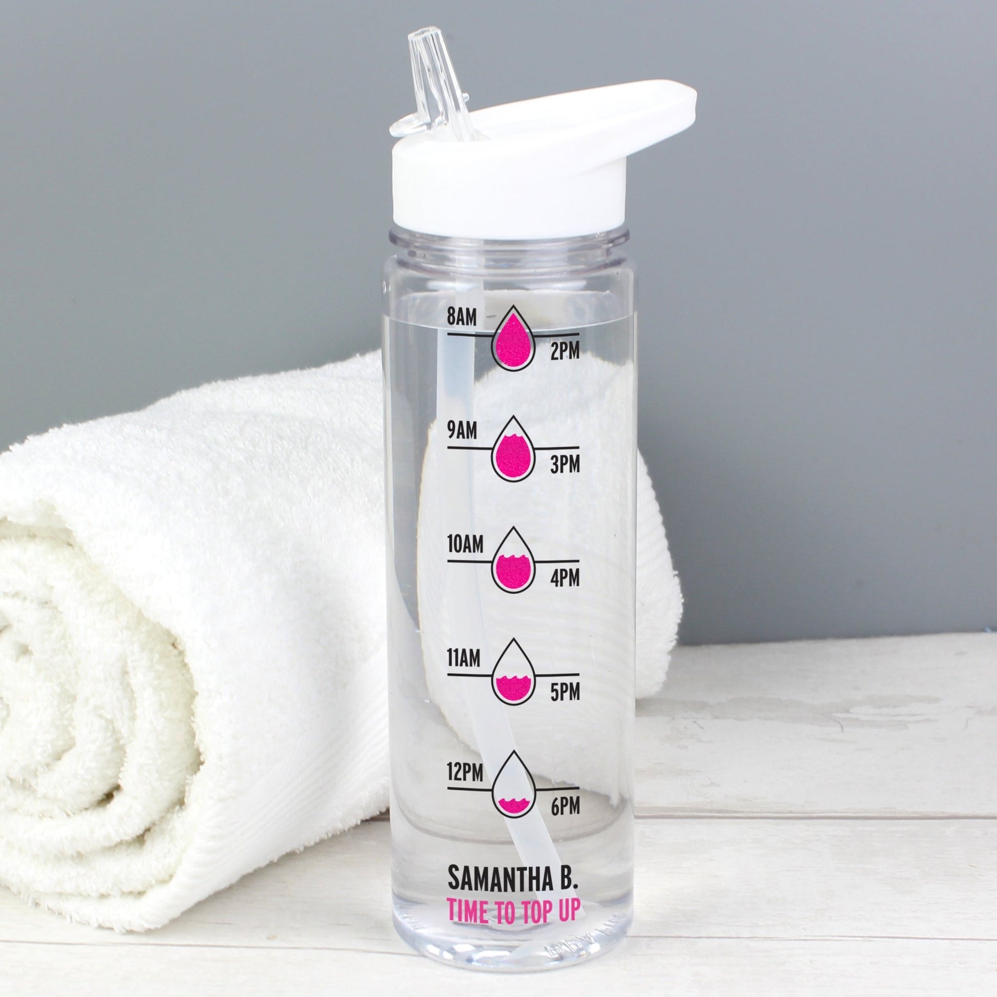 Personalised Pink 'Hydration Tracker' Water Bottle | Inspired Creative Gifts