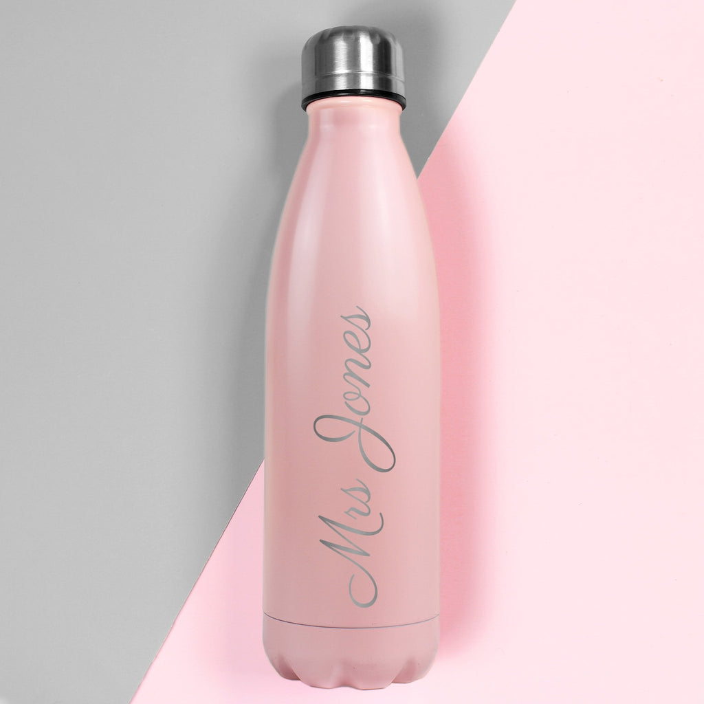 Personalised Pink Metal Insulated Drinks Bottle | Inspired Creative Gifts