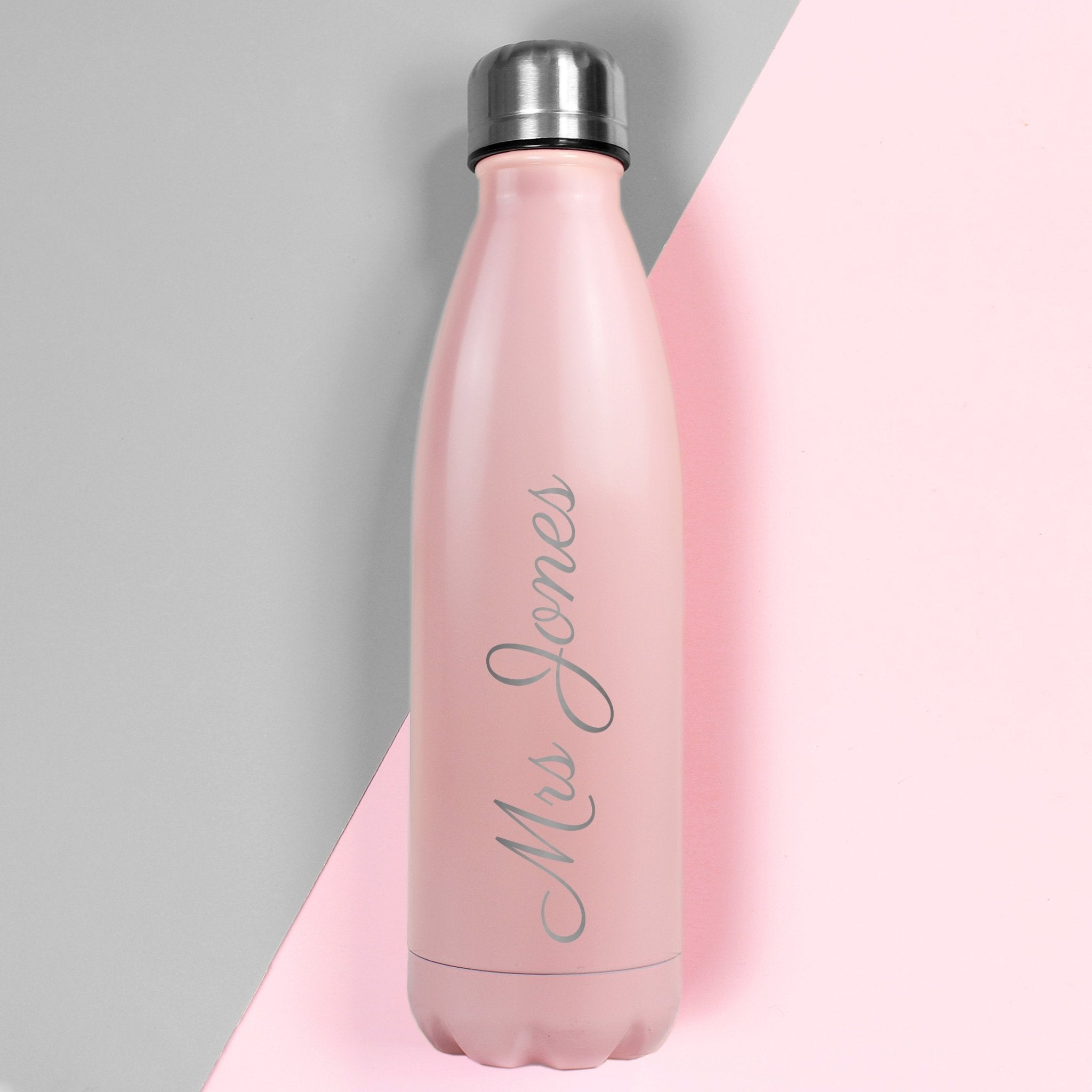 Personalised Pink Metal Insulated Drinks Bottle | Inspired Creative Gifts | UK Supplier