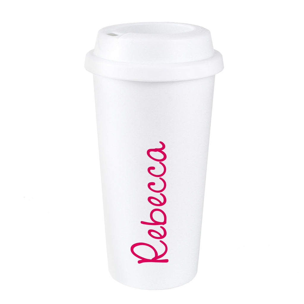Personalised Pink Name Insulated Reusable Eco Travel Cup | Inspired Creative Gifts | UK Supplier