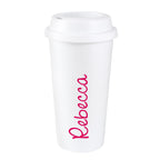 Personalised Pink Name Insulated Reusable Eco Travel Cup | Inspired Creative Gifts | UK Supplier