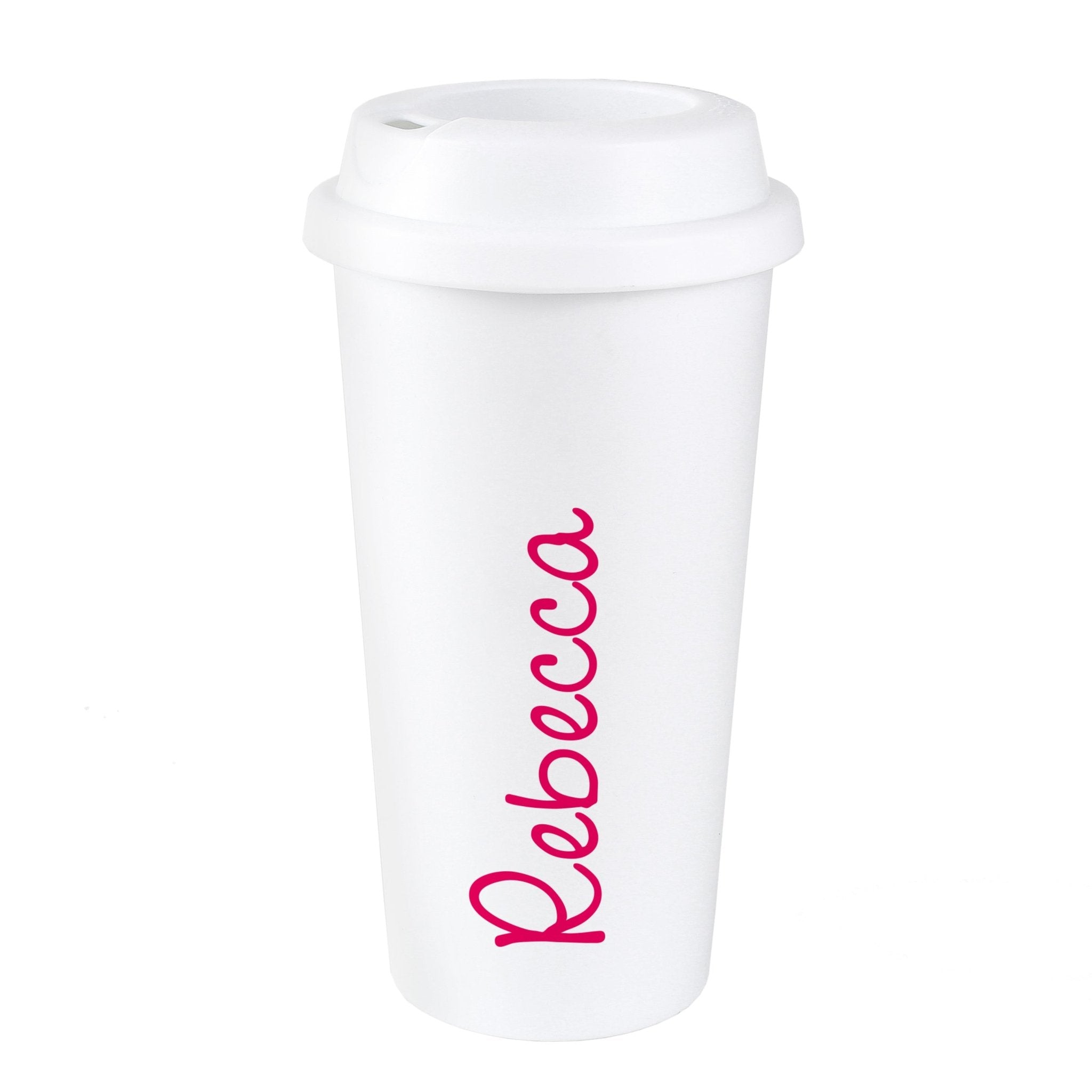Personalised Pink Name Insulated Reusable Eco Travel Cup | Inspired Creative Gifts | UK Supplier