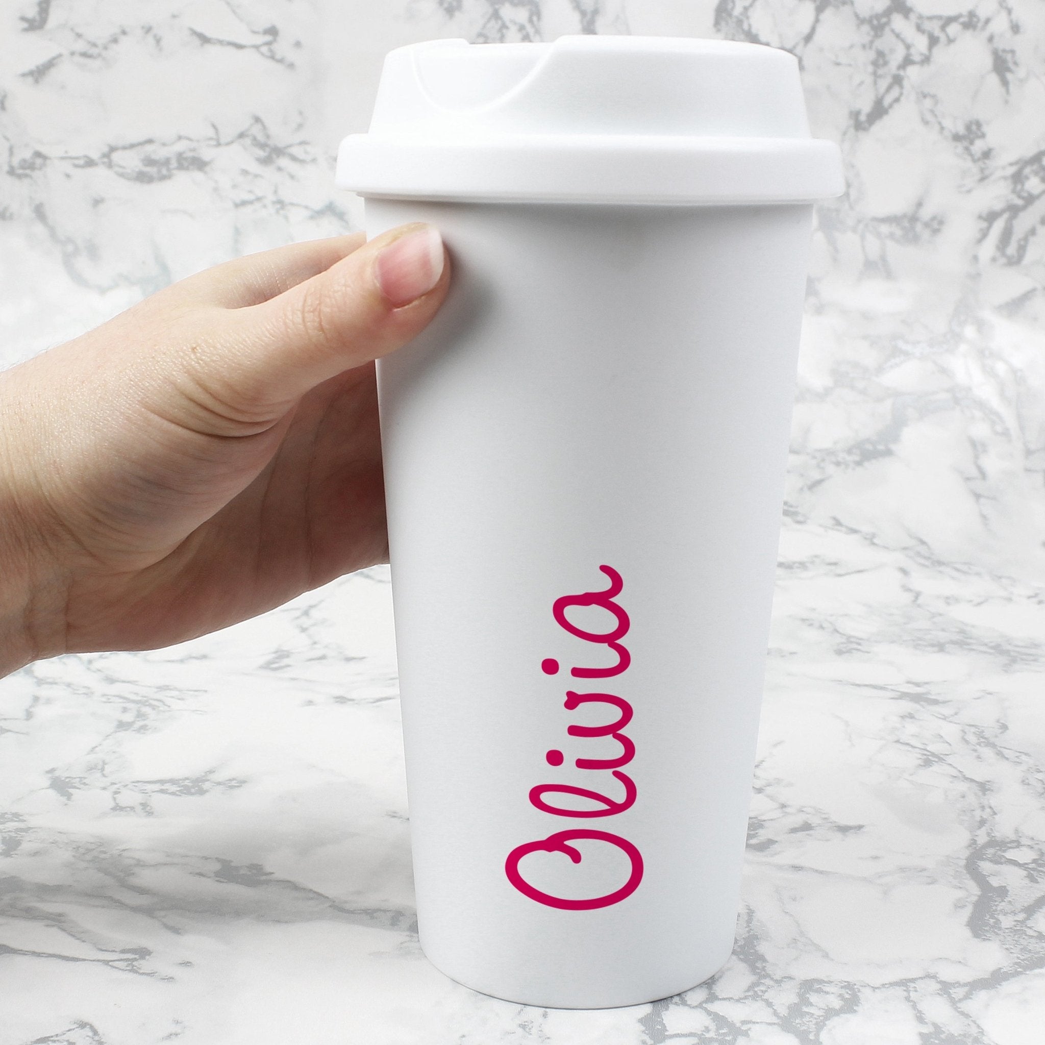 Personalised Pink Name Insulated Reusable Eco Travel Cup | Inspired Creative Gifts | UK Supplier