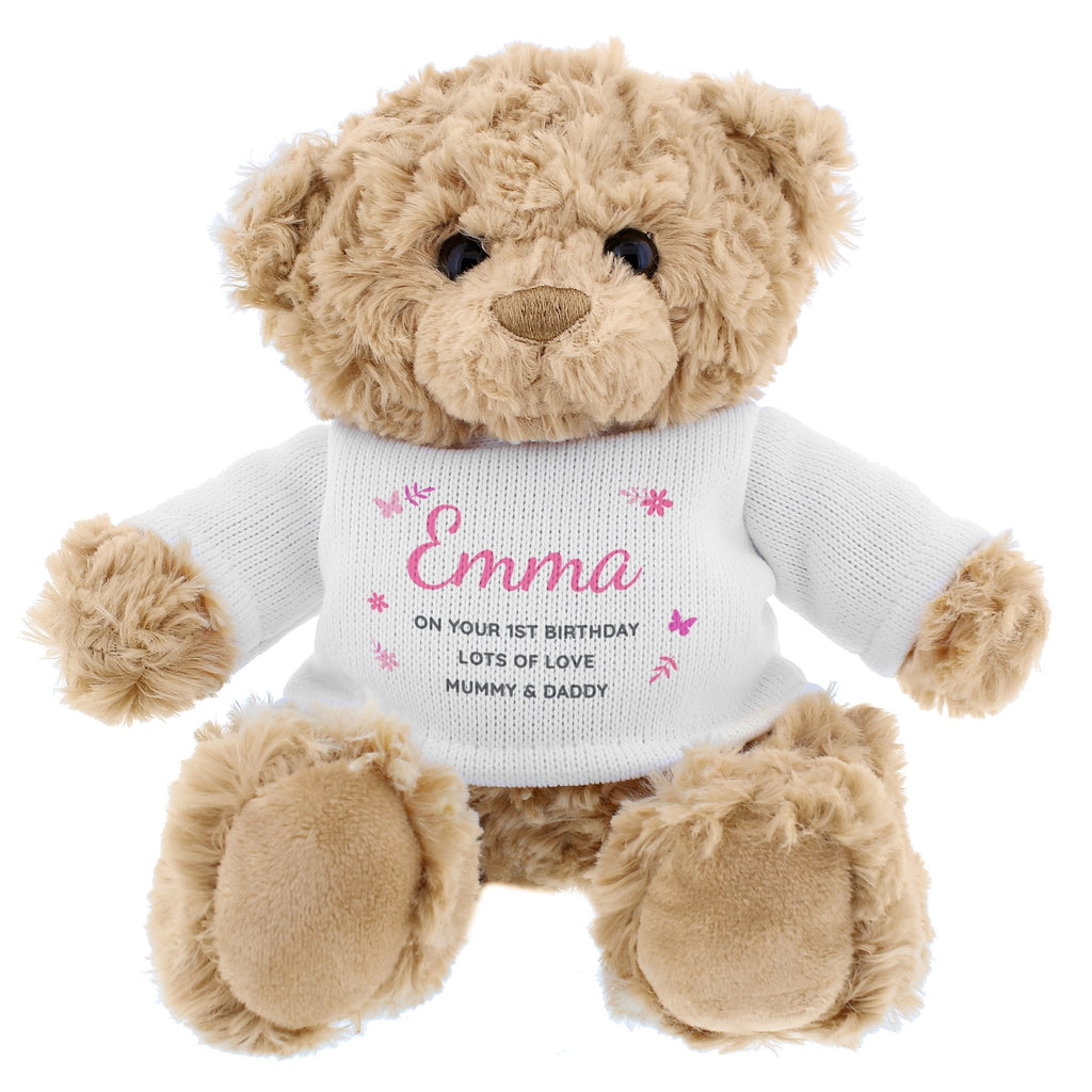 Personalised Pink Name & Message Teddy Bear | Inspired Creative Gifts | UK Supplier