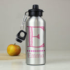 Personalised Pink Name Silver Drinks Bottle | Inspired Creative Gifts | UK Supplier