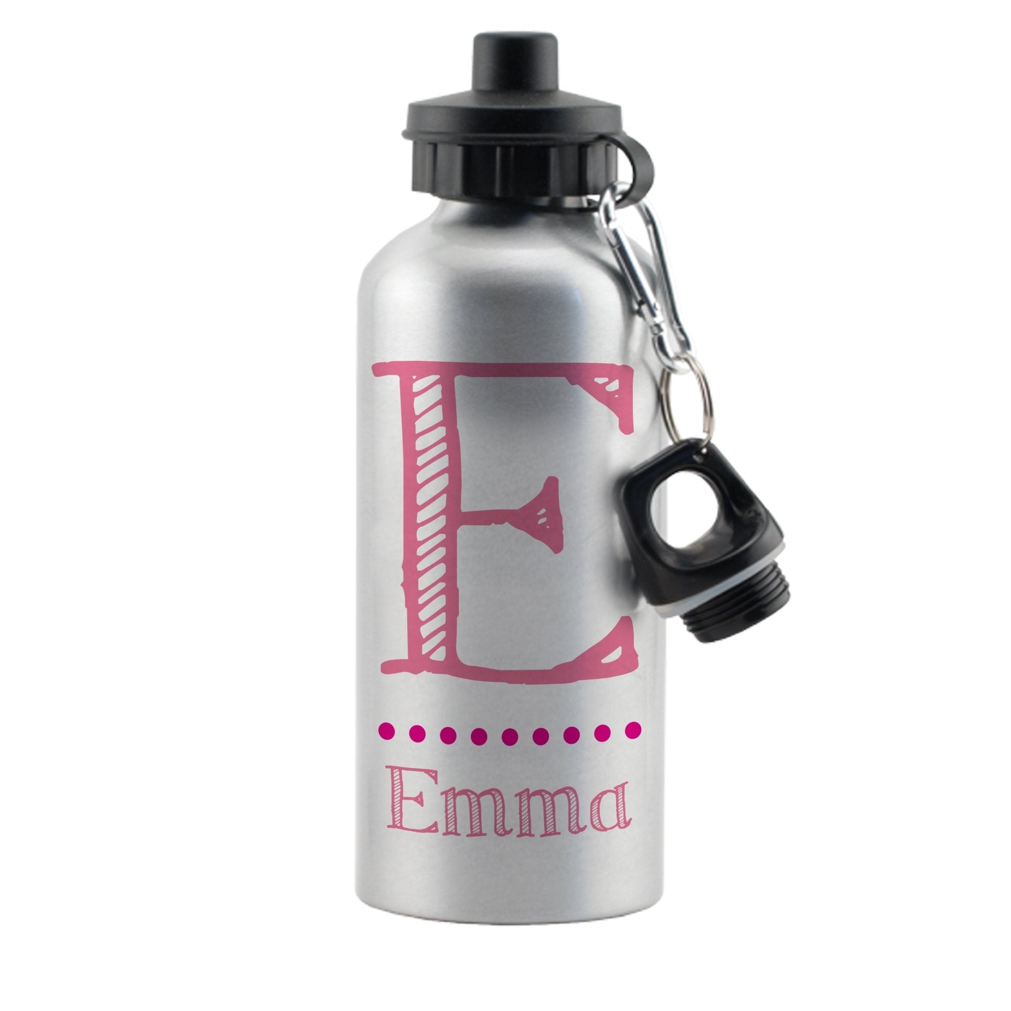 Personalised Pink Name Silver Drinks Bottle | Inspired Creative Gifts | UK Supplier
