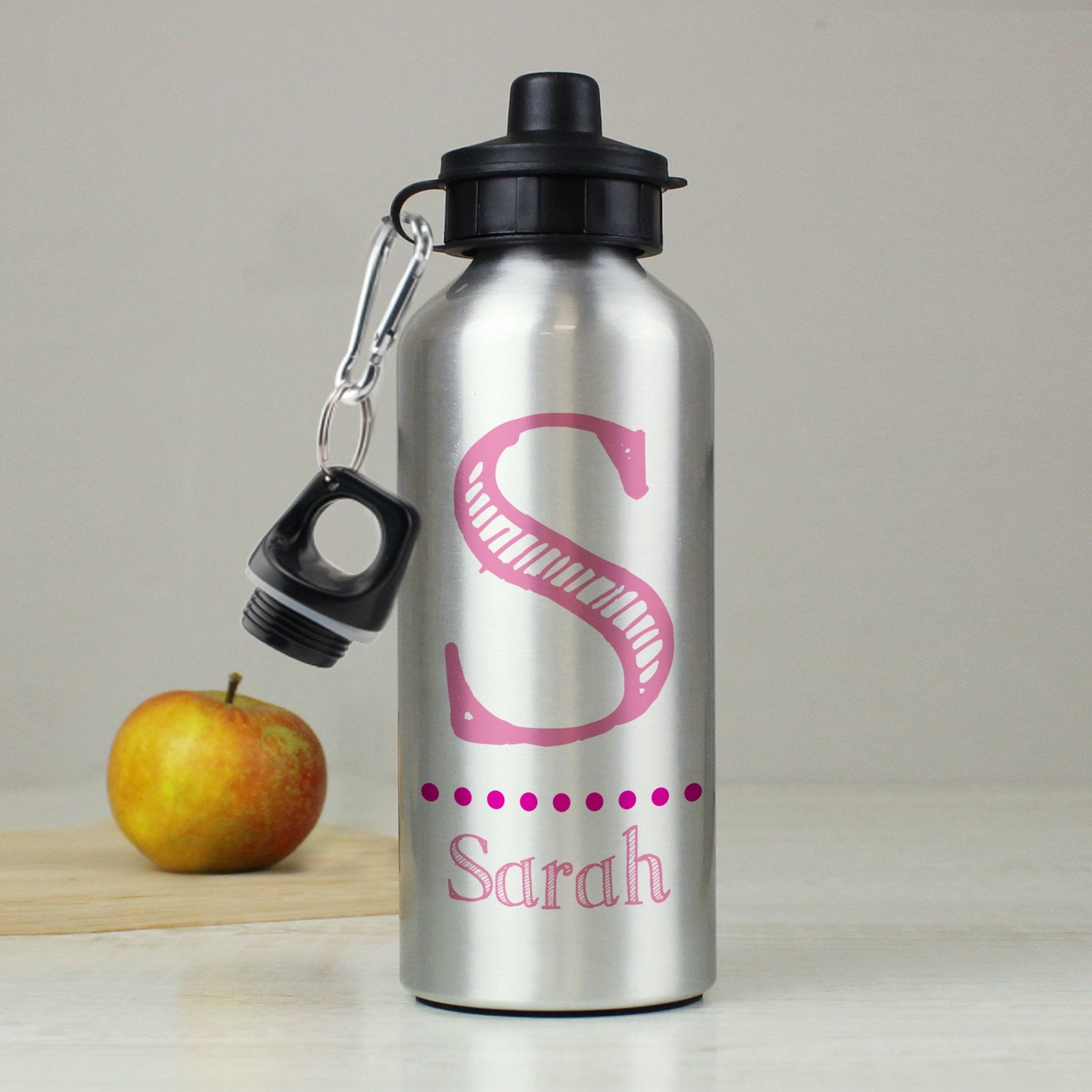 Personalised Pink Name Silver Drinks Bottle | Inspired Creative Gifts | UK Supplier