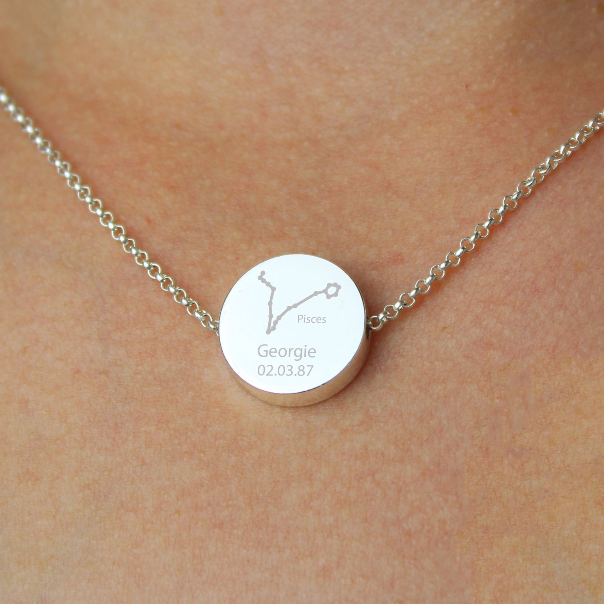 Personalised Pisces Zodiac Star Sign Silver Tone Necklace (February 19th - March 20th) | Inspired Creative Gifts | UK Supplier