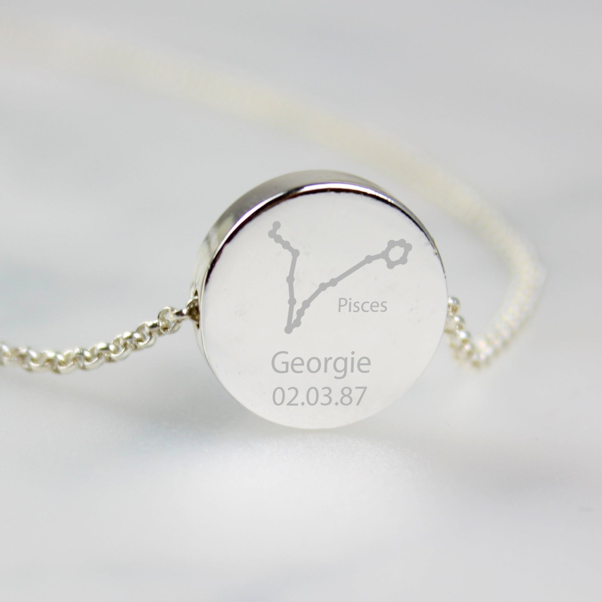 Personalised Pisces Zodiac Star Sign Silver Tone Necklace (February 19th - March 20th) | Inspired Creative Gifts | UK Supplier