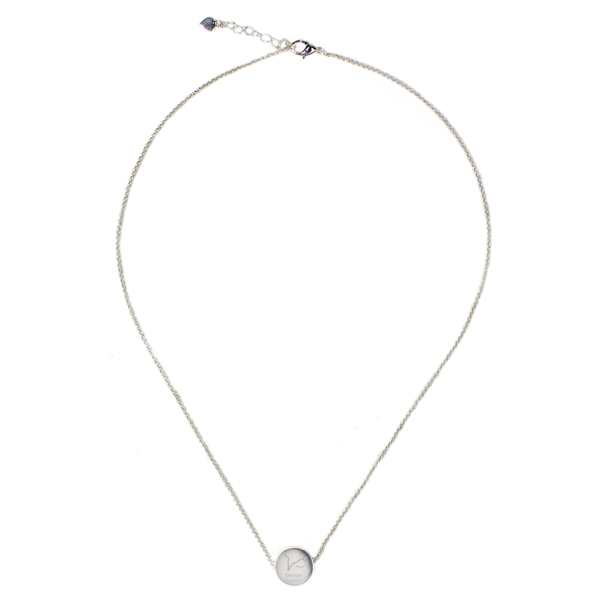 Personalised Pisces Zodiac Star Sign Silver Tone Necklace (February 19th - March 20th) | Inspired Creative Gifts | UK Supplier