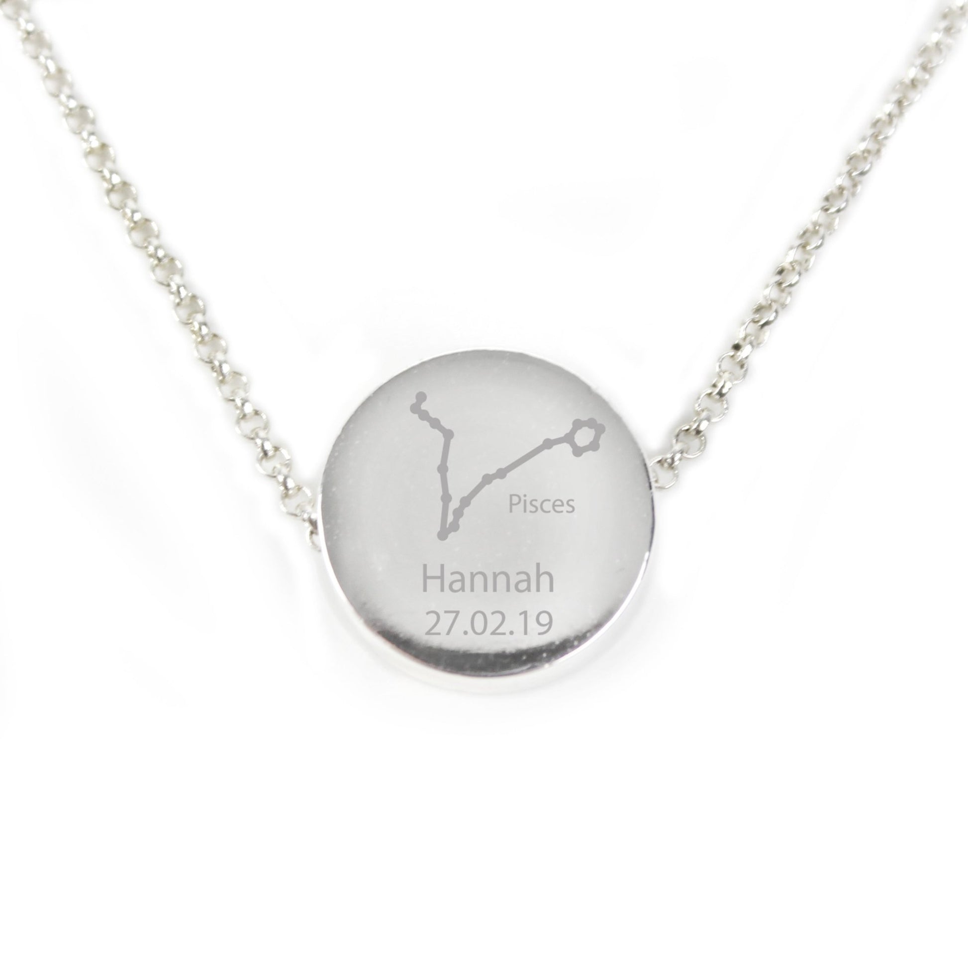 Personalised Pisces Zodiac Star Sign Silver Tone Necklace (February 19th - March 20th) | Inspired Creative Gifts | UK Supplier