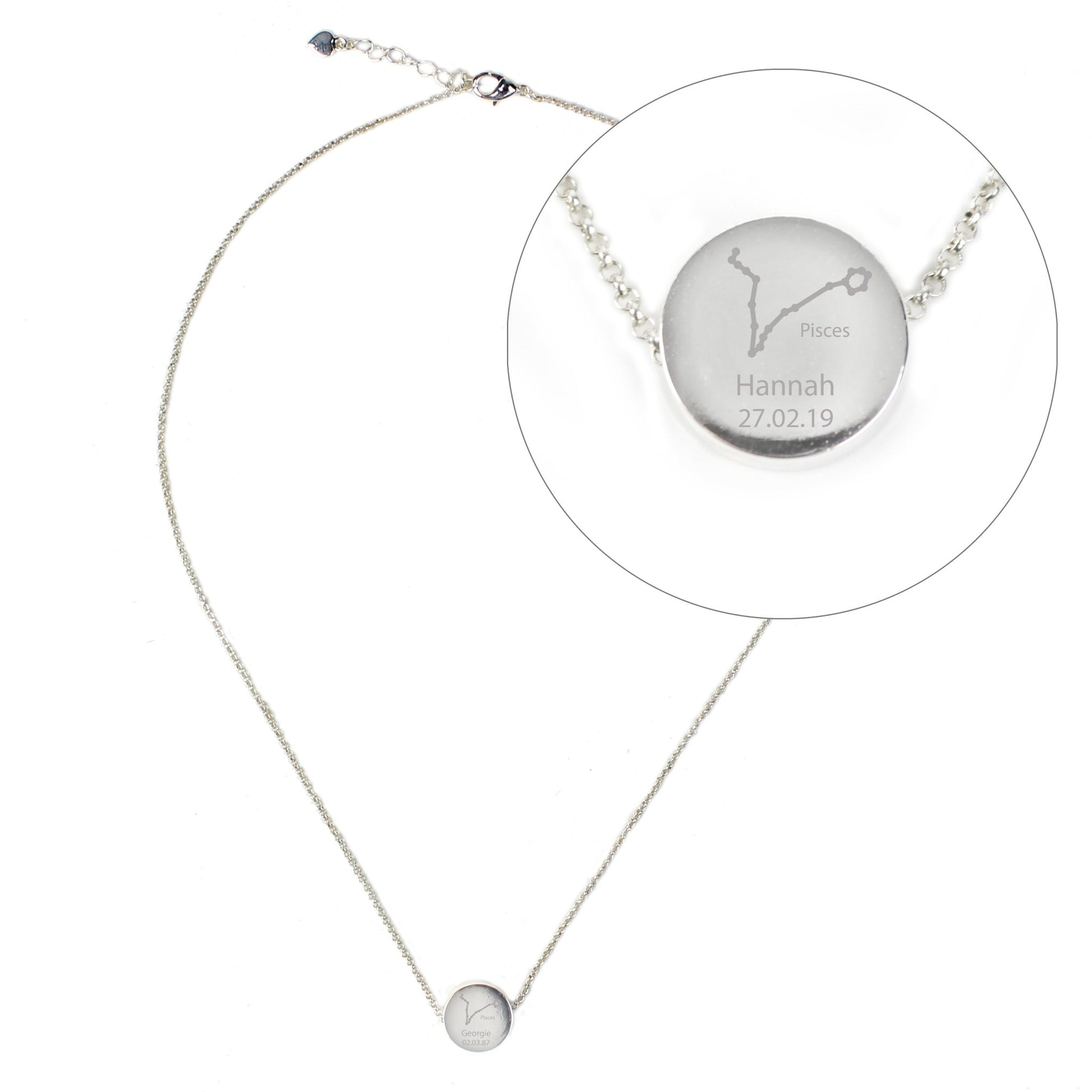 Personalised Pisces Zodiac Star Sign Silver Tone Necklace (February 19th - March 20th) | Inspired Creative Gifts | UK Supplier