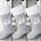 Personalised Polar Bear Luxury Silver Grey Stocking | Inspired Creative Gifts | UK Supplier