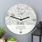 Personalised Present Day Map Compass Wooden Clock | Inspired Creative Gifts | UK Supplier