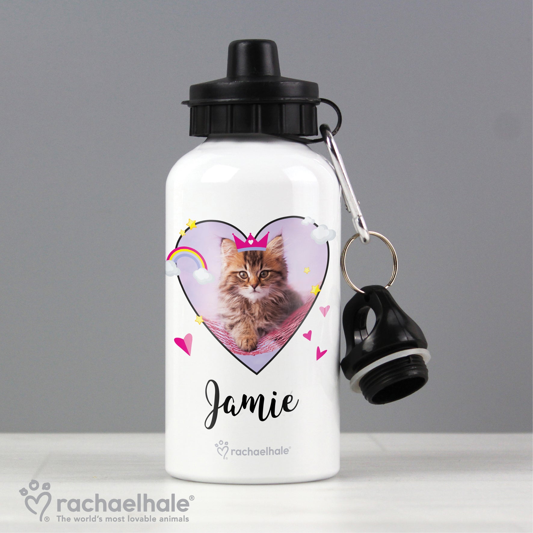 Personalised Rachael Hale Cute Cat Drinks Bottle | Inspired Creative Gifts | UK Supplier