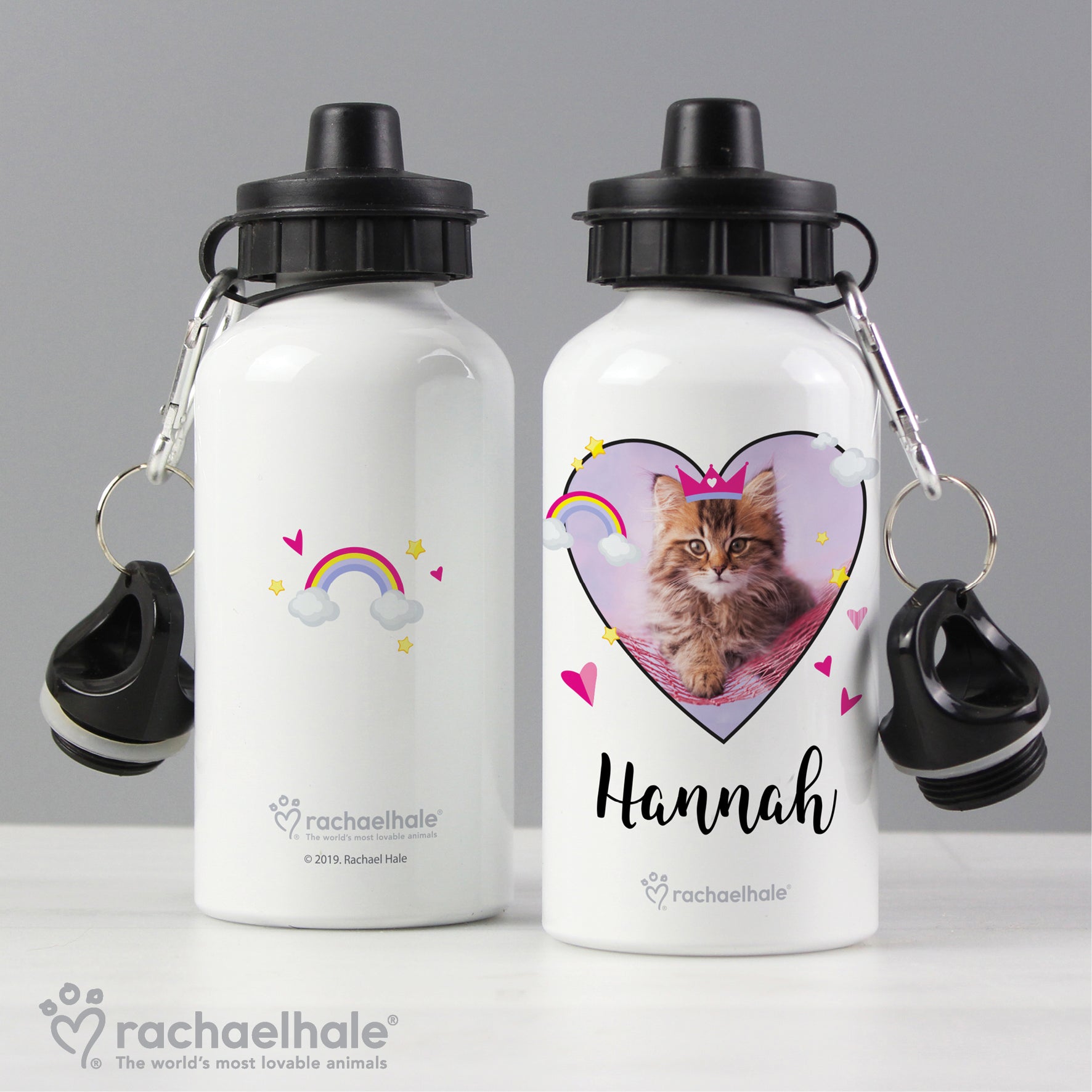 Personalised Rachael Hale Cute Cat Drinks Bottle | Inspired Creative Gifts | UK Supplier
