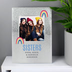 Personalised Rainbow 4x4 Glitter Glass Photo Frame | Inspired Creative Gifts | UK Supplier