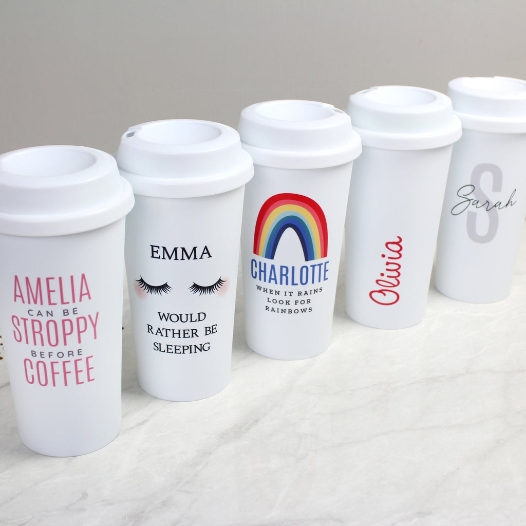 Personalised Rainbow Insulated Reusable Eco Travel Cup | Inspired Creative Gifts | UK Supplier