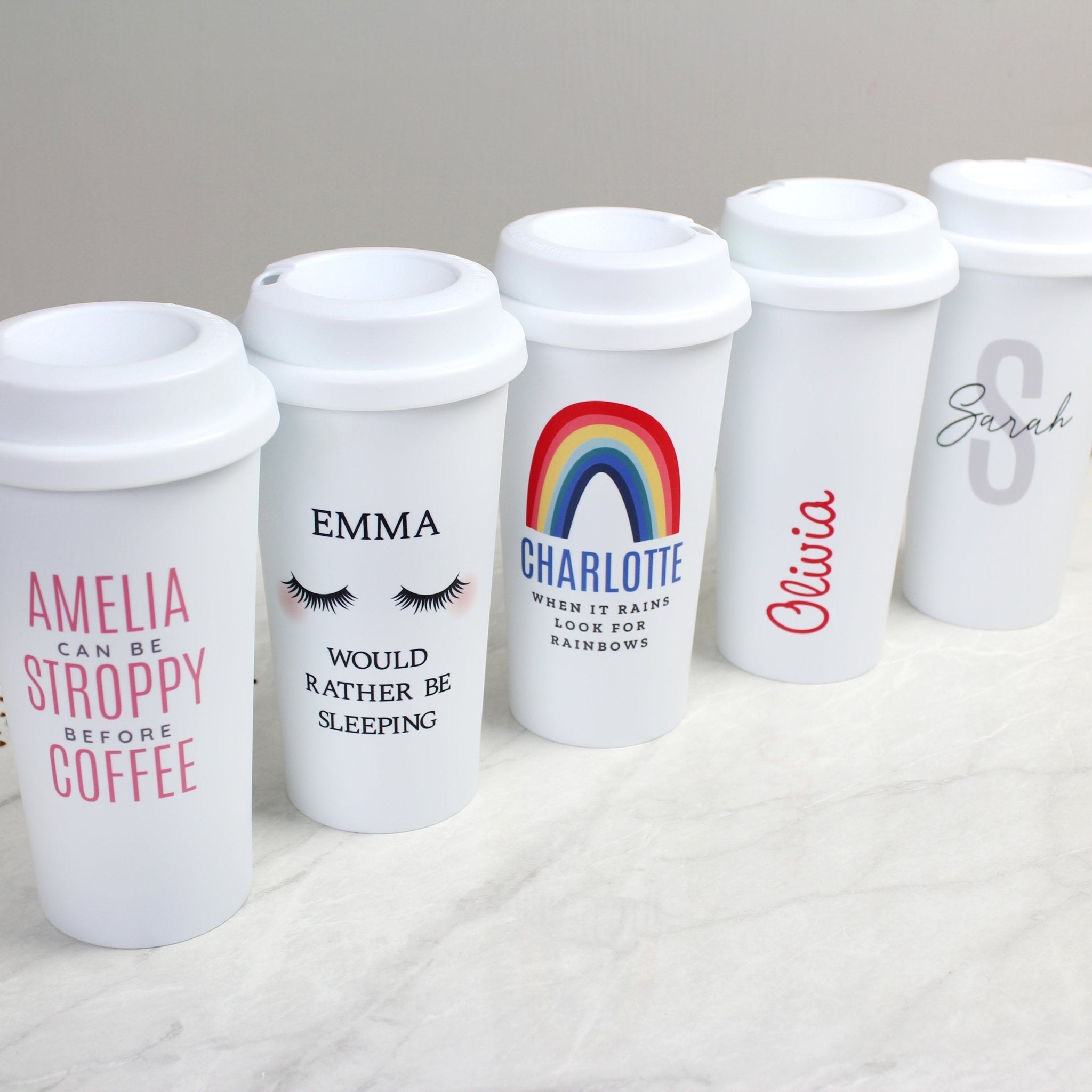 Personalised Rainbow Insulated Reusable Eco Travel Cup | Inspired Creative Gifts | UK Supplier