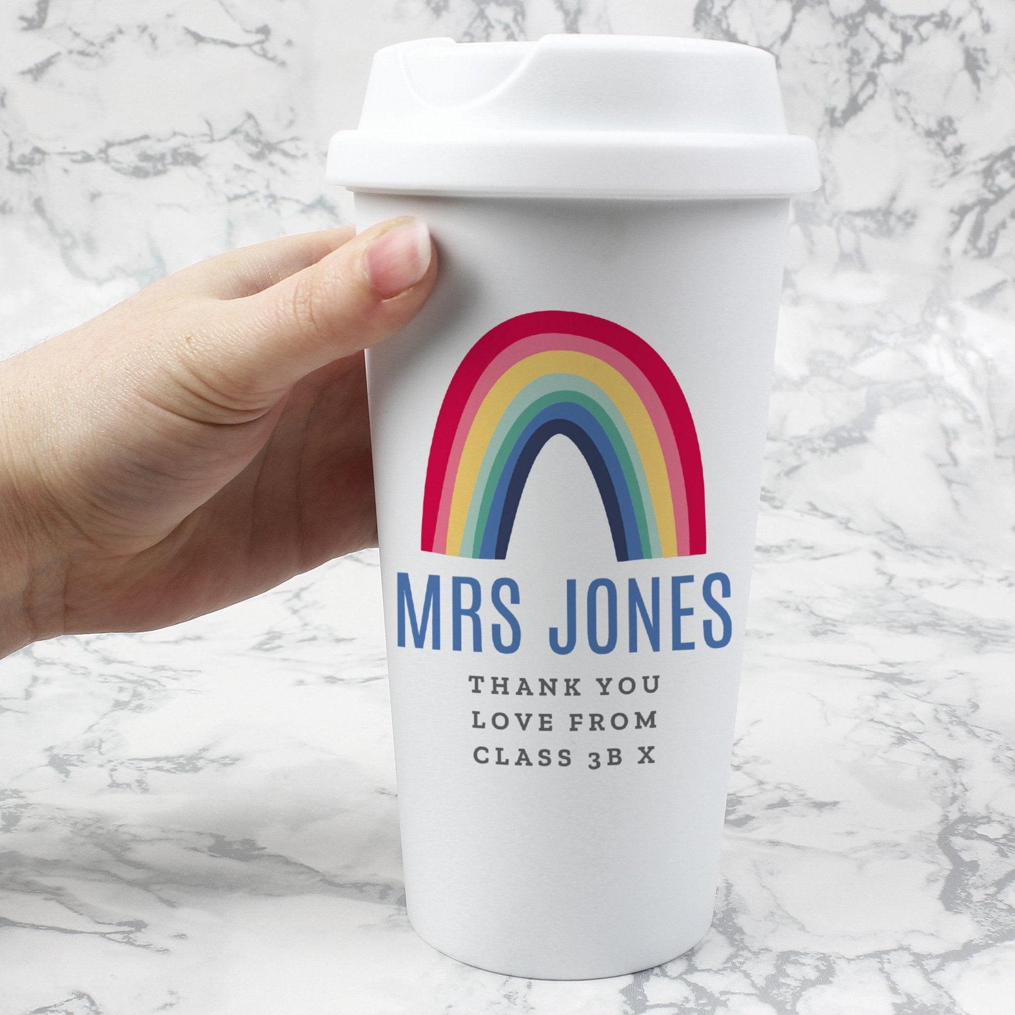 Personalised Rainbow Insulated Reusable Eco Travel Cup | Inspired Creative Gifts | UK Supplier