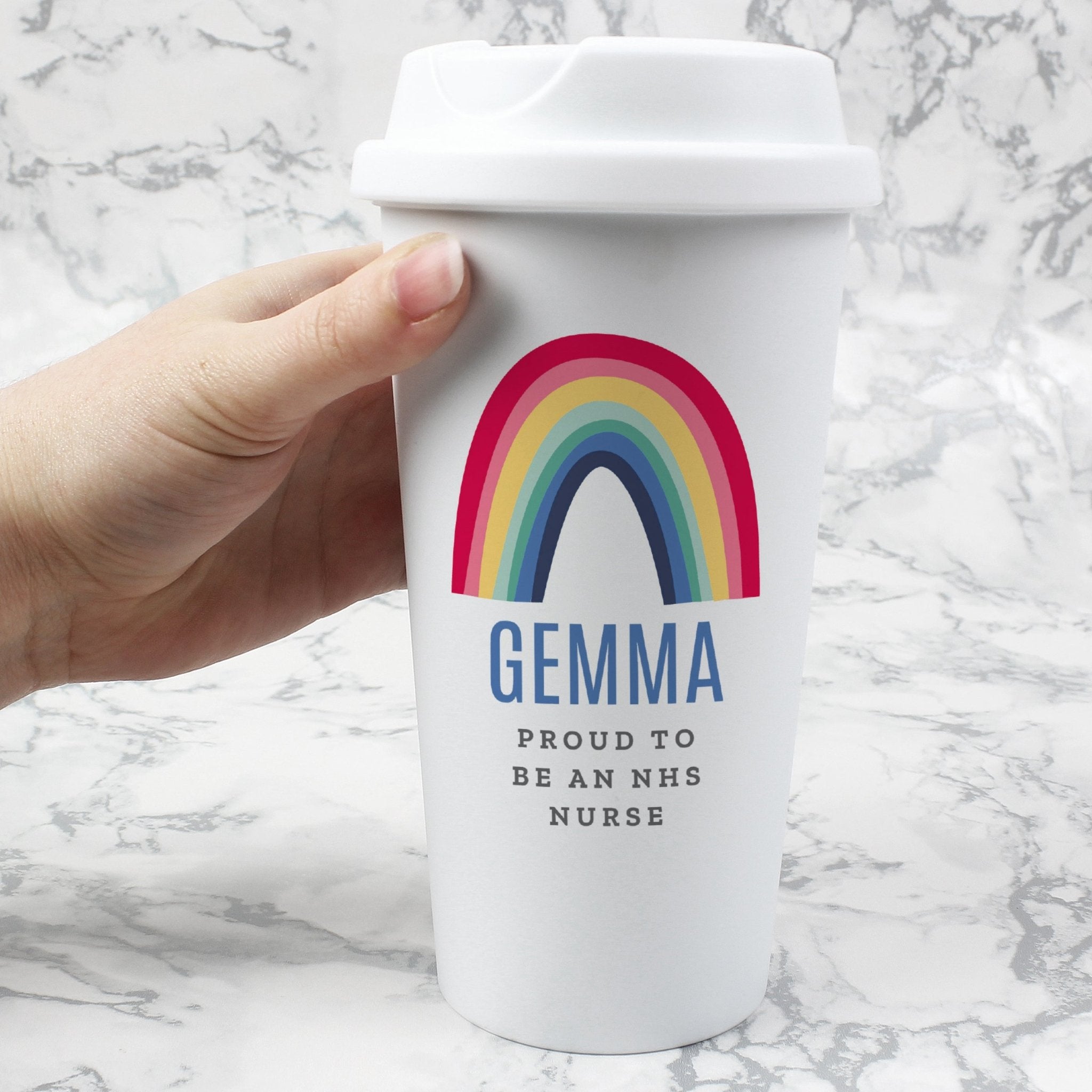 Personalised Rainbow Insulated Reusable Eco Travel Cup | Inspired Creative Gifts | UK Supplier