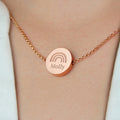 Personalised Rainbow Rose Gold Tone Disc Necklace | Inspired Creative Gifts | UK Supplier