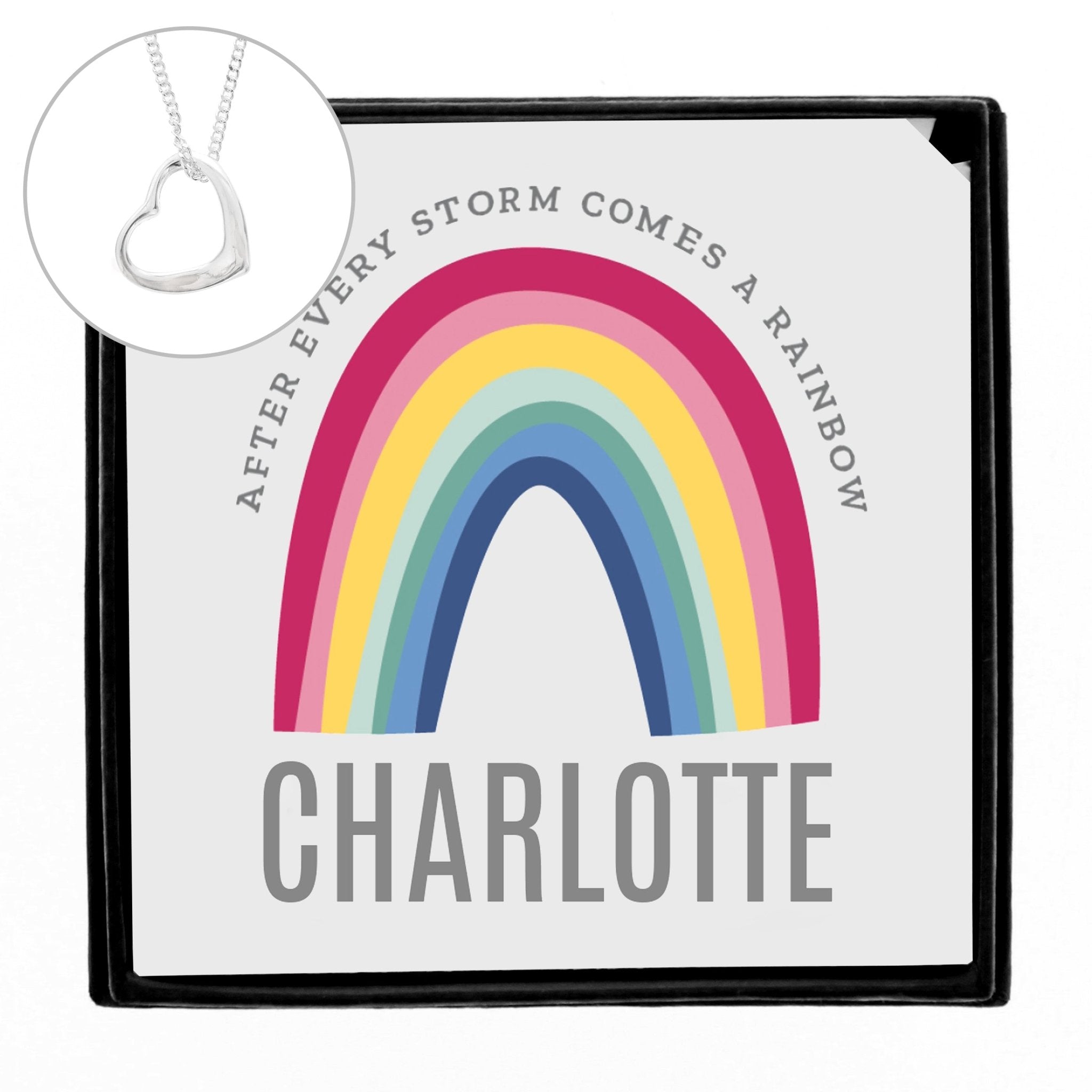 Personalised Rainbow Sentiment Silver Tone Necklace and Box | Inspired Creative Gifts | UK Supplier