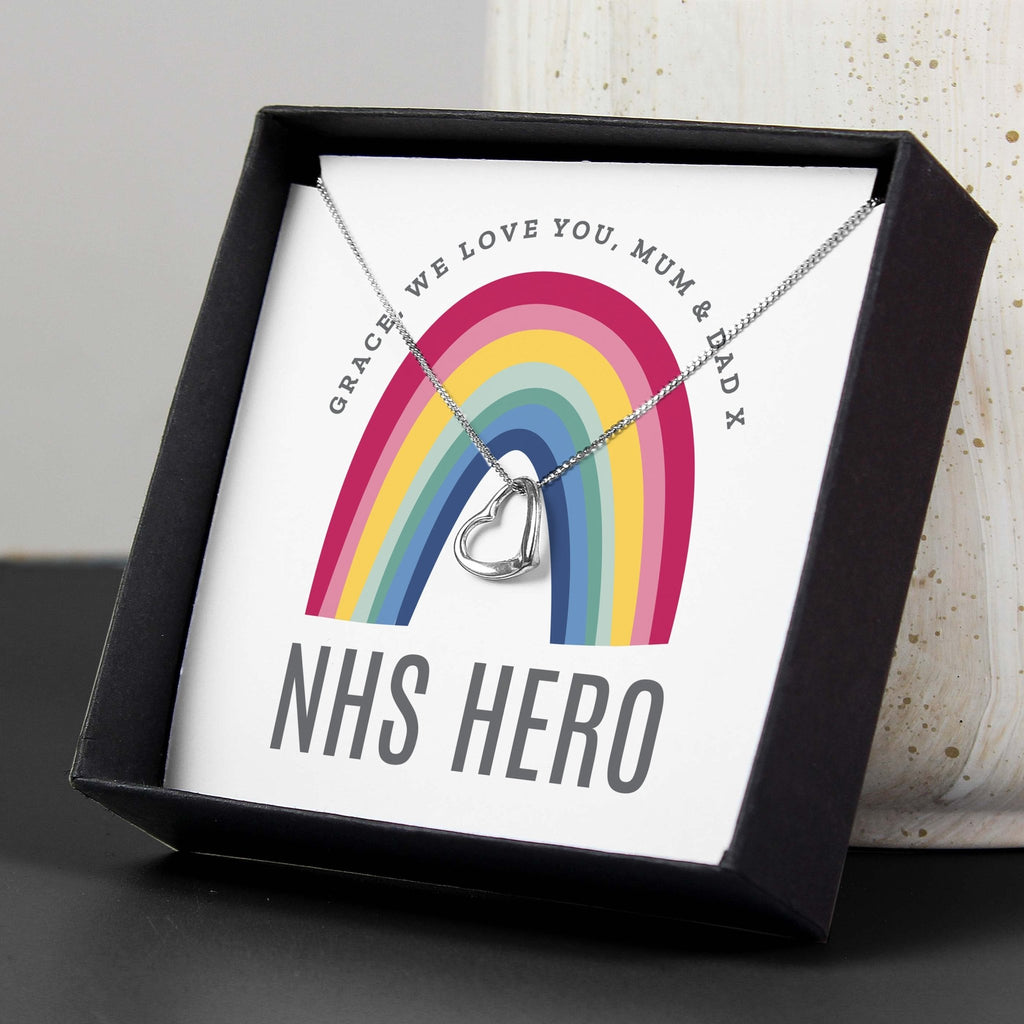 Personalised Rainbow Sentiment Silver Tone Necklace and Box | Inspired Creative Gifts | UK Supplier