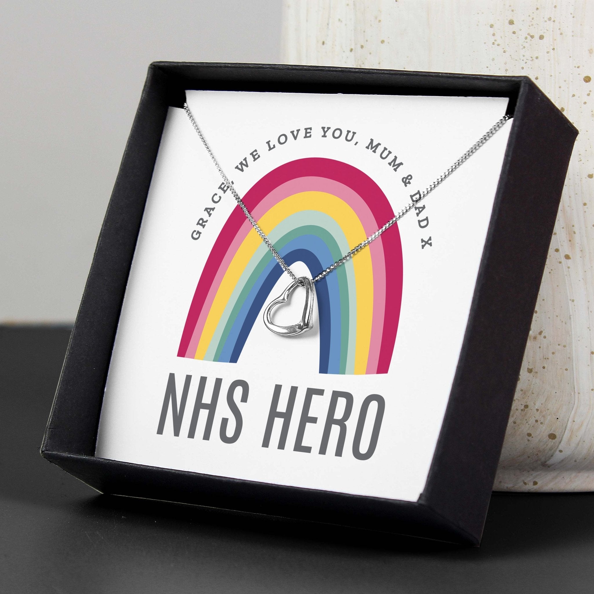 Personalised Rainbow Sentiment Silver Tone Necklace and Box | Inspired Creative Gifts | UK Supplier