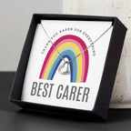 Personalised Rainbow Sentiment Silver Tone Necklace and Box | Inspired Creative Gifts | UK Supplier