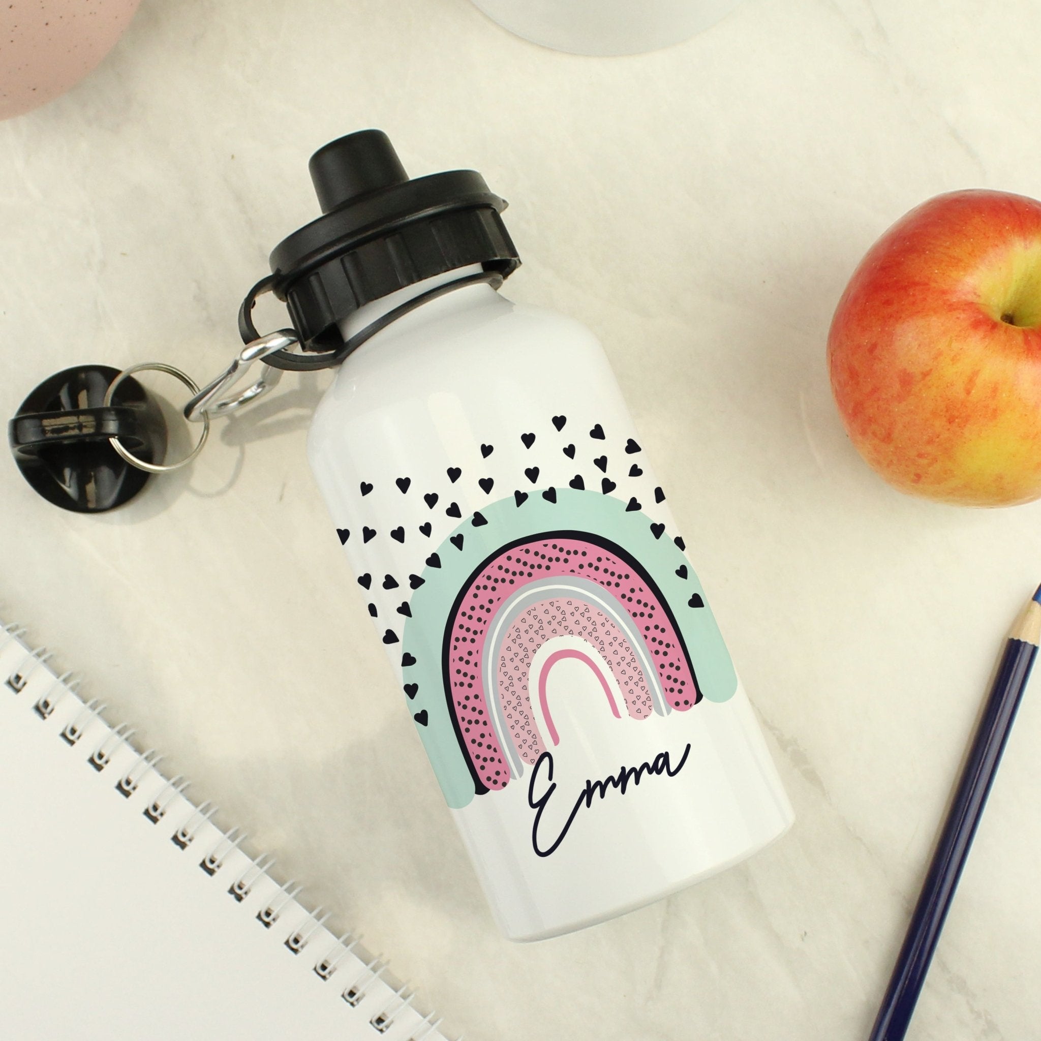 Personalised Rainbow White Drinks Bottle | Inspired Creative Gifts | UK Supplier