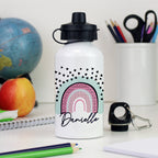 Personalised Rainbow White Drinks Bottle | Inspired Creative Gifts | UK Supplier