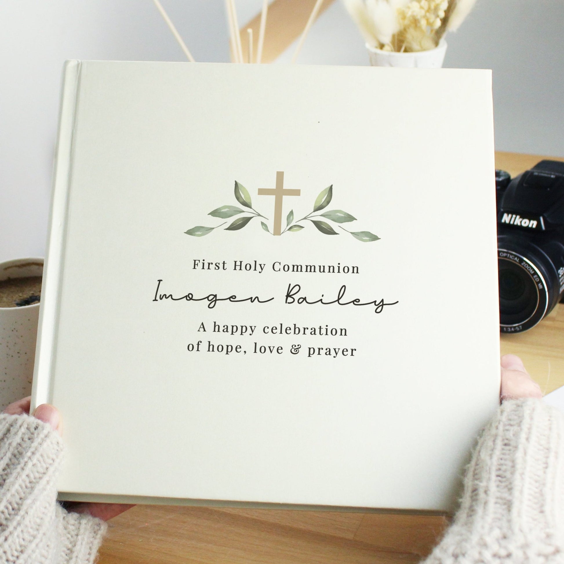 Personalised Religious Cross Square Photo Album | Inspired Creative Gifts | UK Supplier