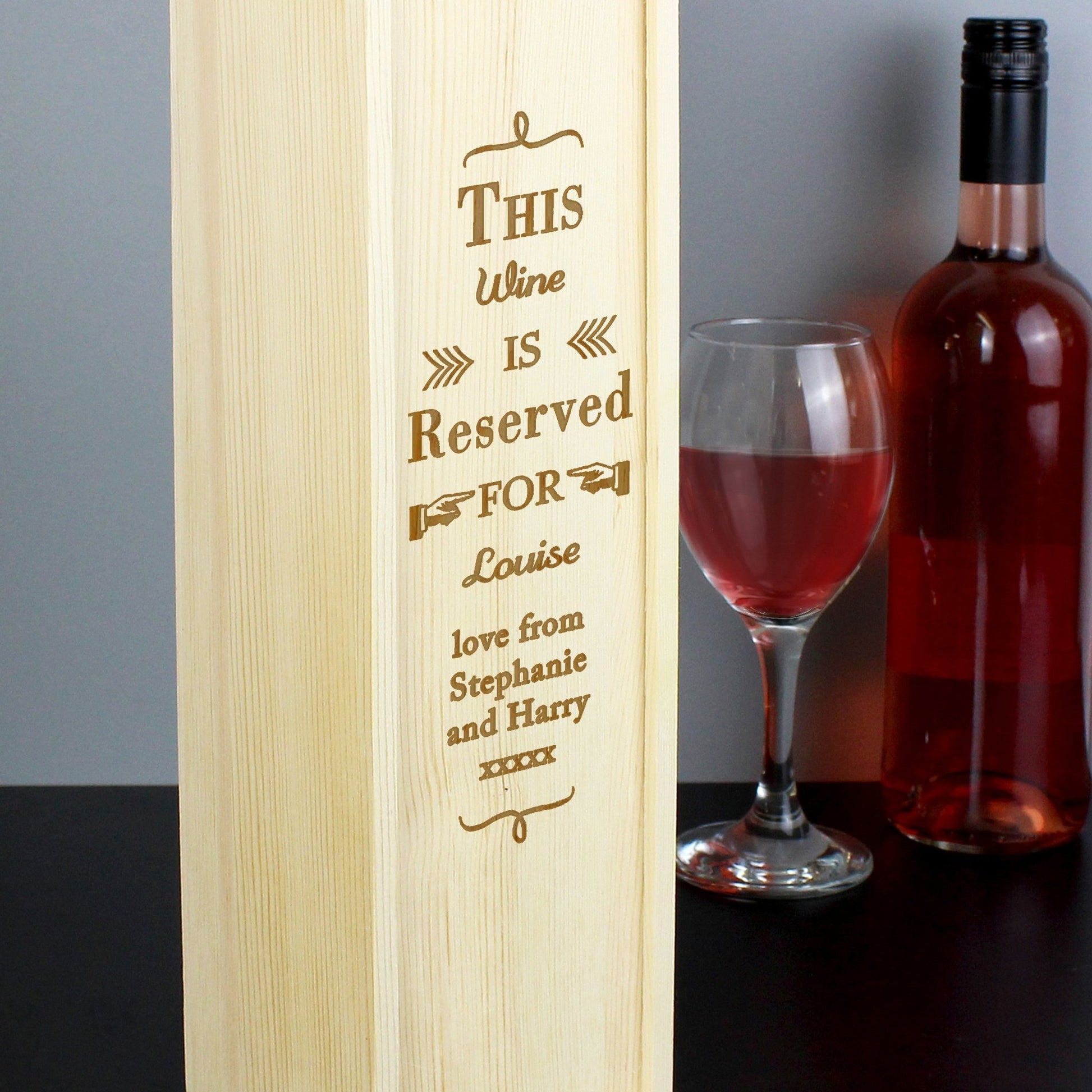 Personalised Reserved For Wooden Wine Bottle Box | Inspired Creative Gifts | UK Supplier