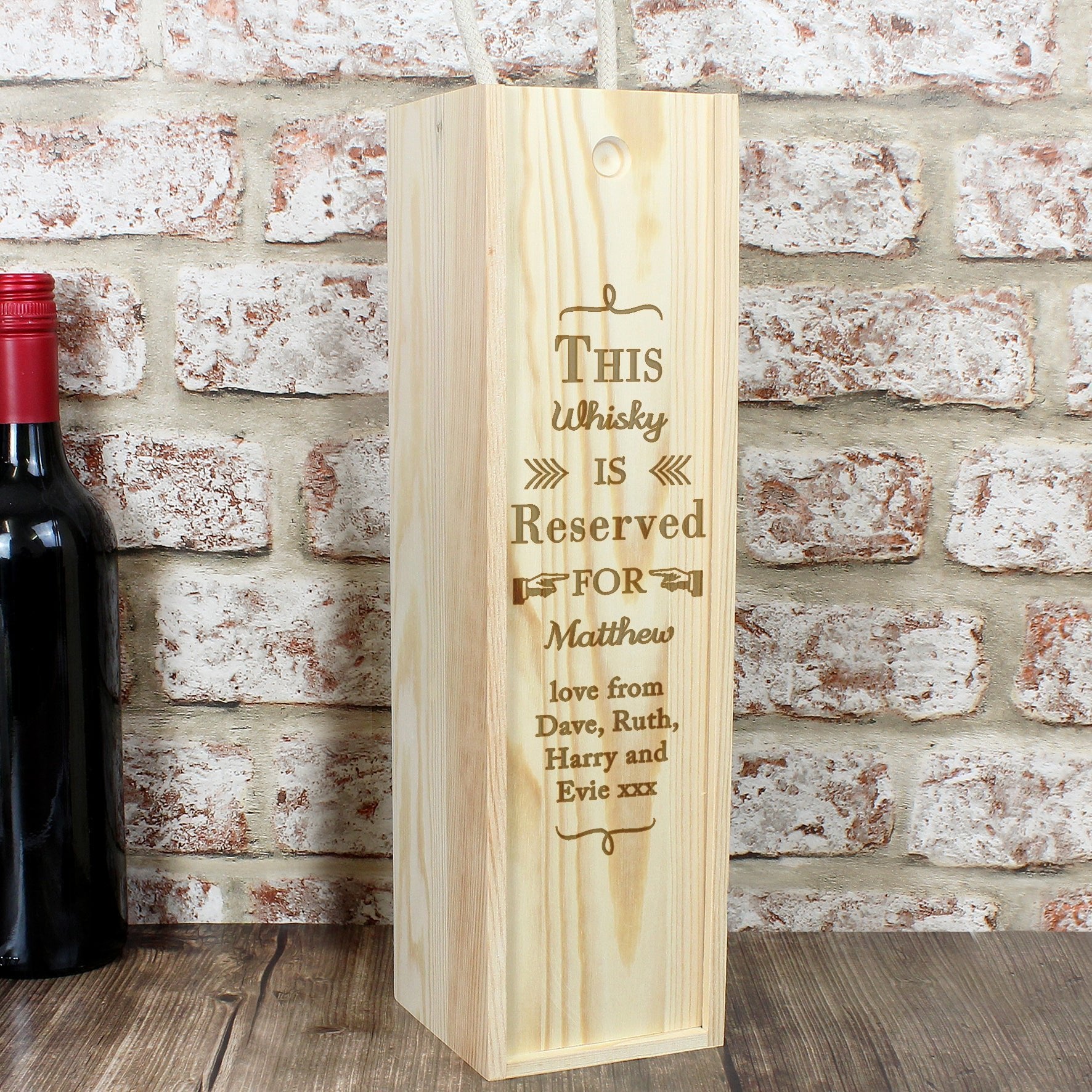 Personalised Reserved For Wooden Wine Bottle Box | Inspired Creative Gifts | UK Supplier