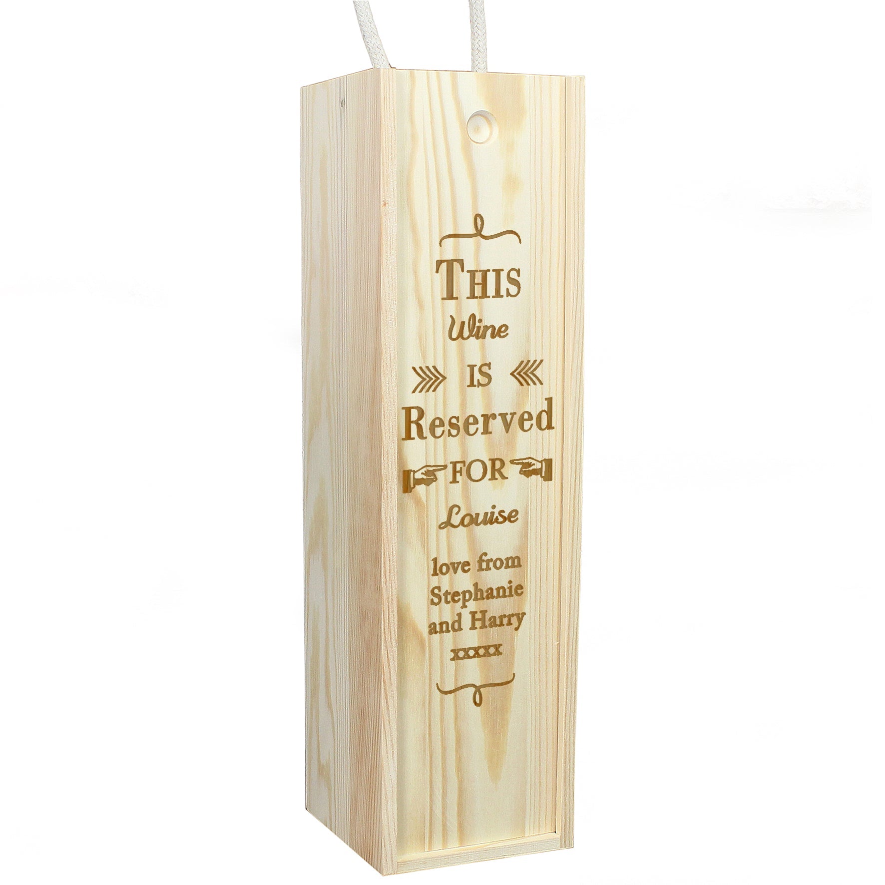 Personalised Reserved For Wooden Wine Bottle Box | Inspired Creative Gifts | UK Supplier