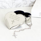 Personalised Rosary Beads and Cross Heart Trinket Box | Inspired Creative Gifts | UK Supplier