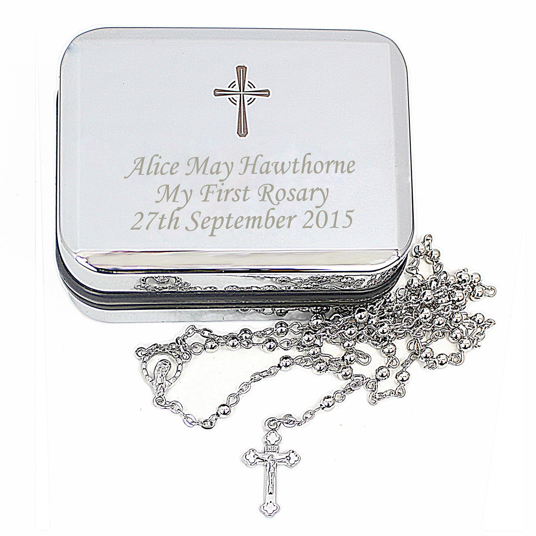 Personalised Rosary Beads and Cross Trinket Box | Inspired Creative Gifts | UK Supplier