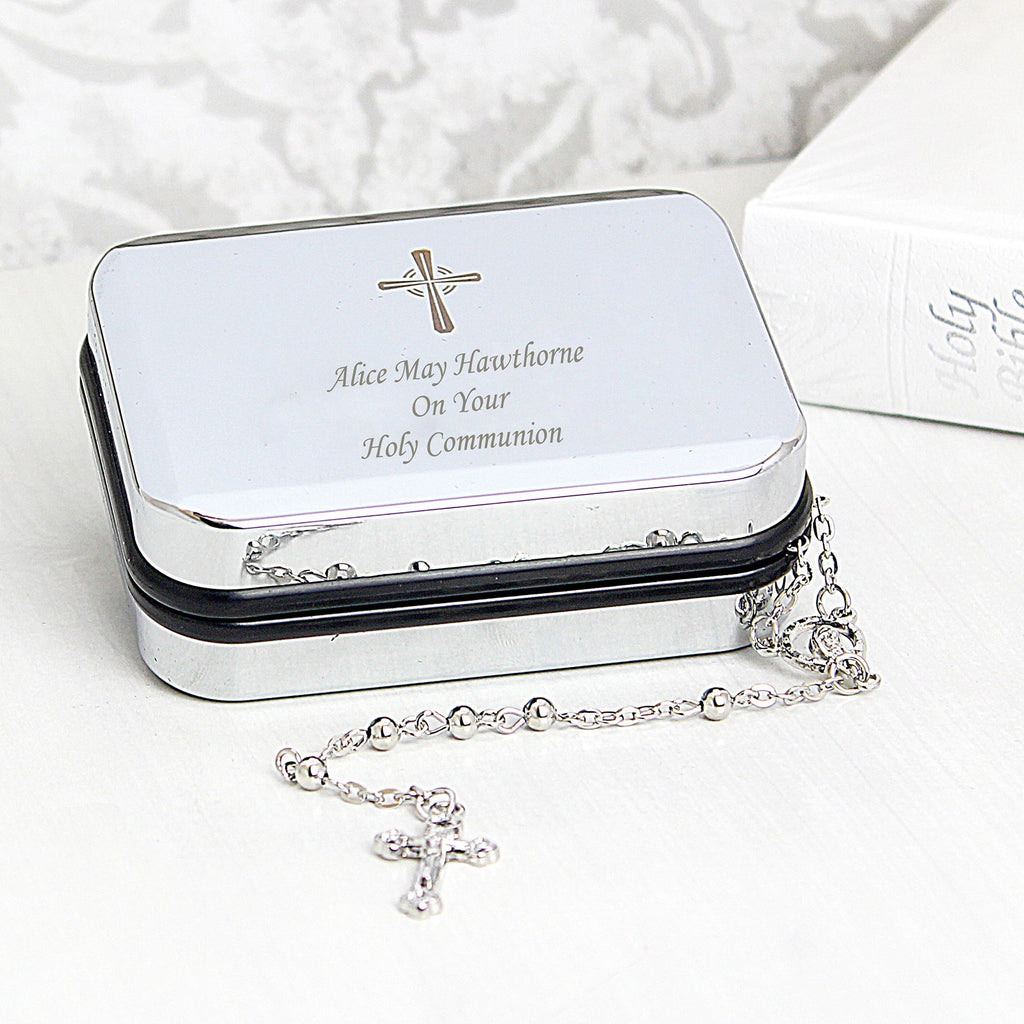 Personalised Rosary Beads and Cross Trinket Box | Inspired Creative Gifts