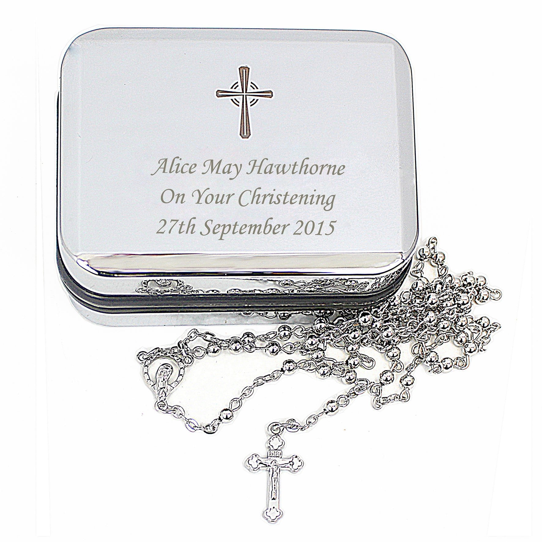 Personalised Rosary Beads and Cross Trinket Box | Inspired Creative Gifts | UK Supplier