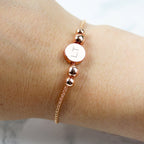Personalised Rose Gold Tone Initials Disc Bracelet | Inspired Creative Gifts | UK Supplier