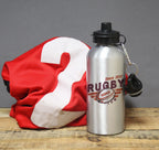 Personalised Rugby Silver Drinks Bottle | Inspired Creative Gifts | UK Supplier