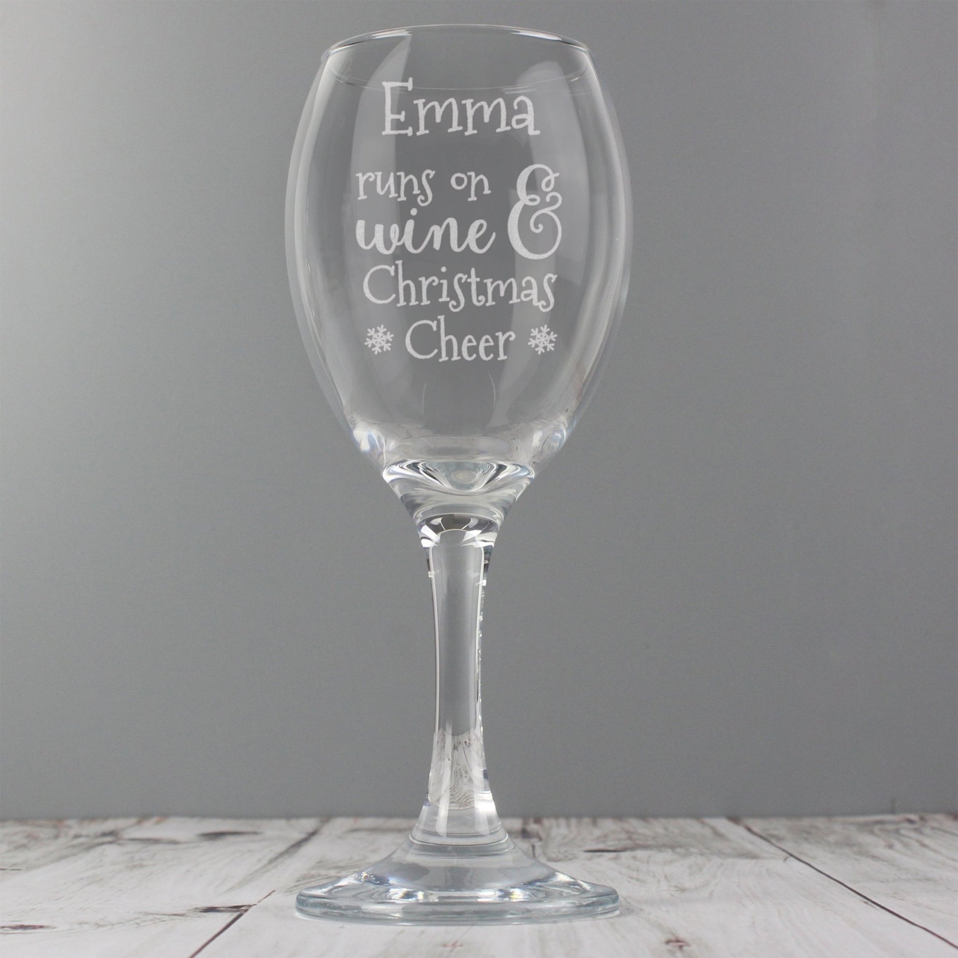 Personalised Runs On Wine & Christmas Cheer Wine Glass | Inspired Creative Gifts | UK Supplier