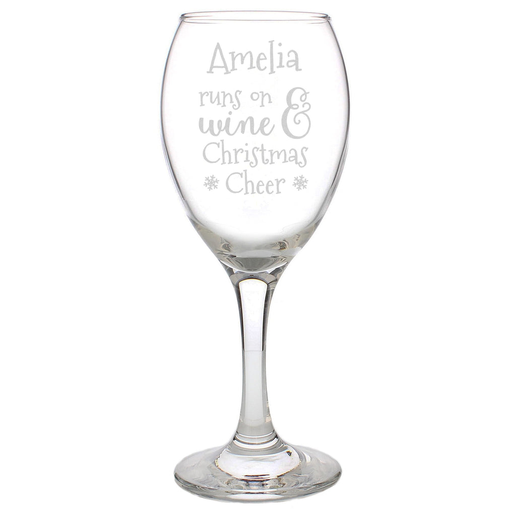 Personalised Runs On Wine & Christmas Cheer Wine Glass | Inspired Creative Gifts | UK Supplier