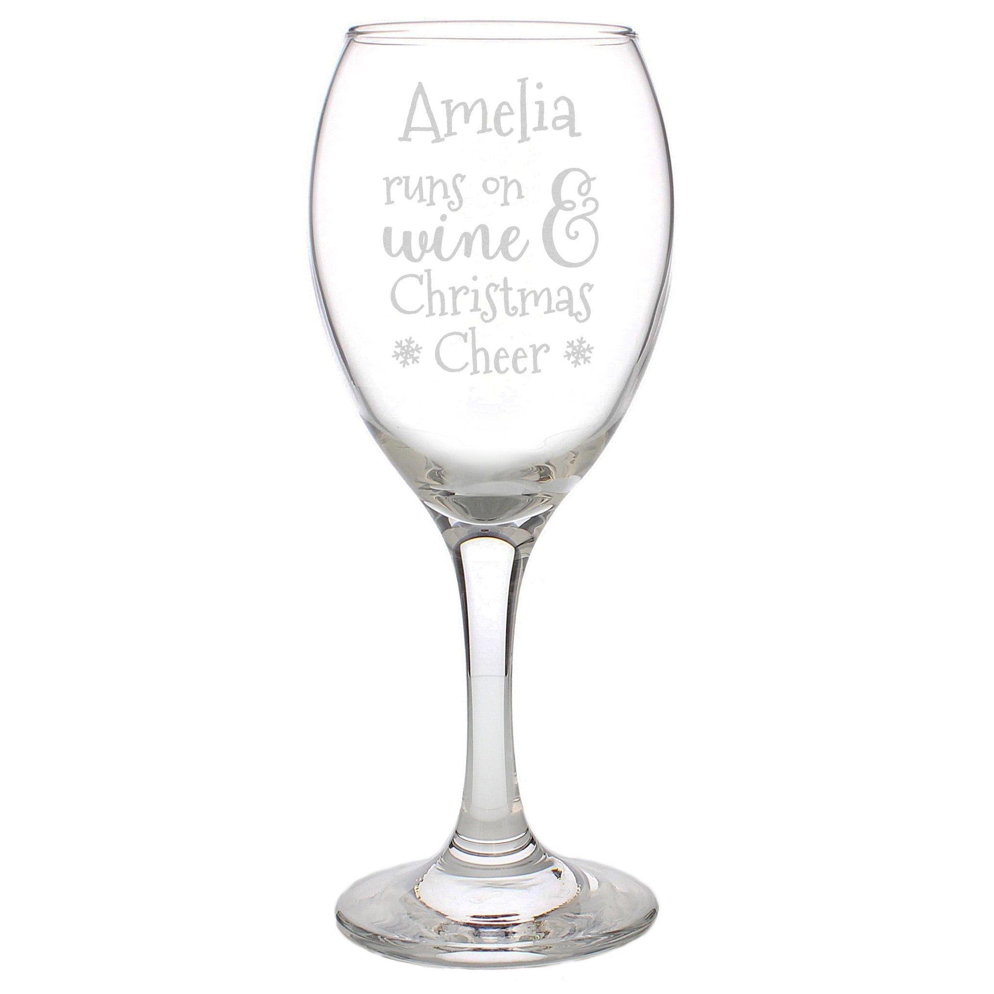 Personalised Runs On Wine & Christmas Cheer Wine Glass | Inspired Creative Gifts | UK Supplier