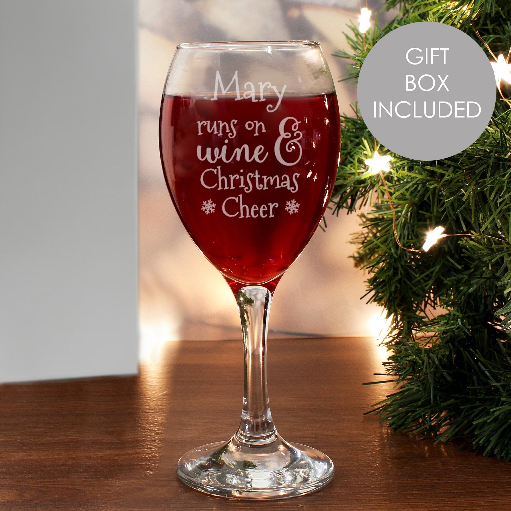 Personalised Runs On Wine & Christmas Cheer Wine Glass | Inspired Creative Gifts | UK Supplier
