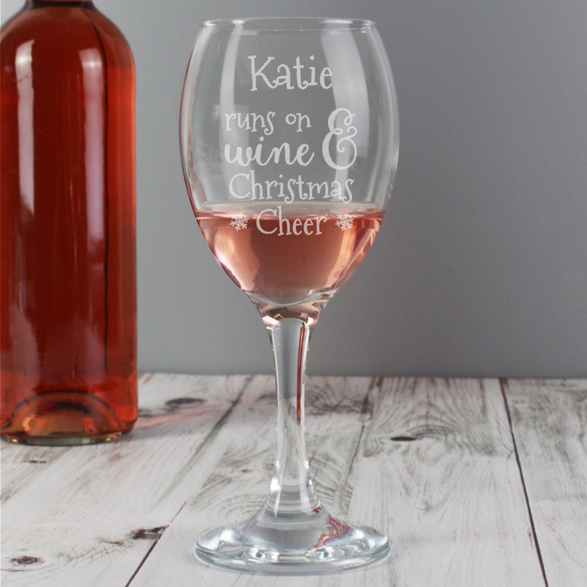 Personalised Runs On Wine & Christmas Cheer Wine Glass | Inspired Creative Gifts | UK Supplier