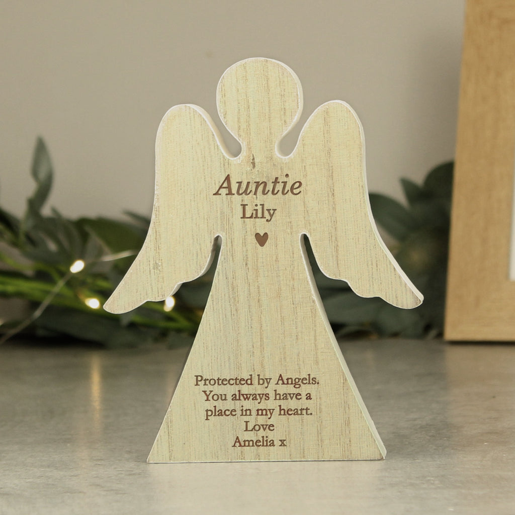 Personalised Rustic Wooden Angel Decoration | Inspired Creative Gifts