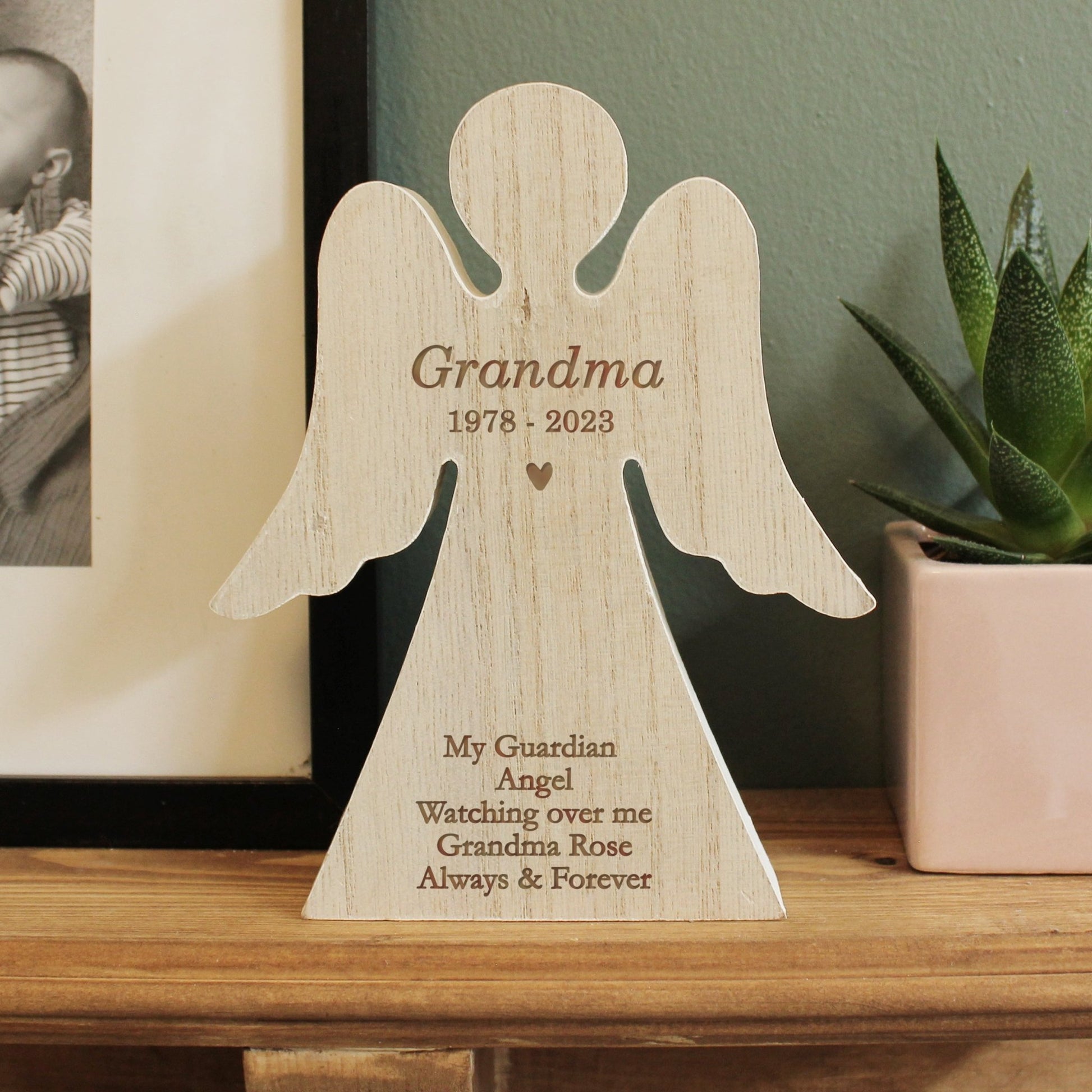 Personalised Rustic Wooden Angel Decoration | Inspired Creative Gifts
