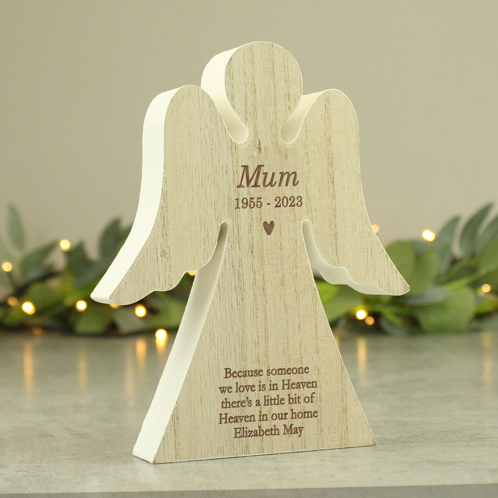 Personalised Rustic Wooden Angel Decoration | Inspired Creative Gifts